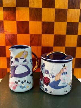 Disney Alice in Wonderland by Mary Blair Porcelain Creamer Sugar Set